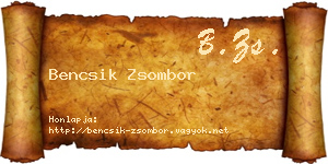 Bencsik Zsombor névjegykártya